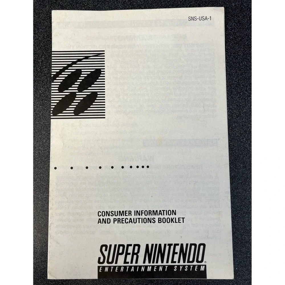 Super Nintendo Consumer Information and Precautions Booklet SNS-USA-1